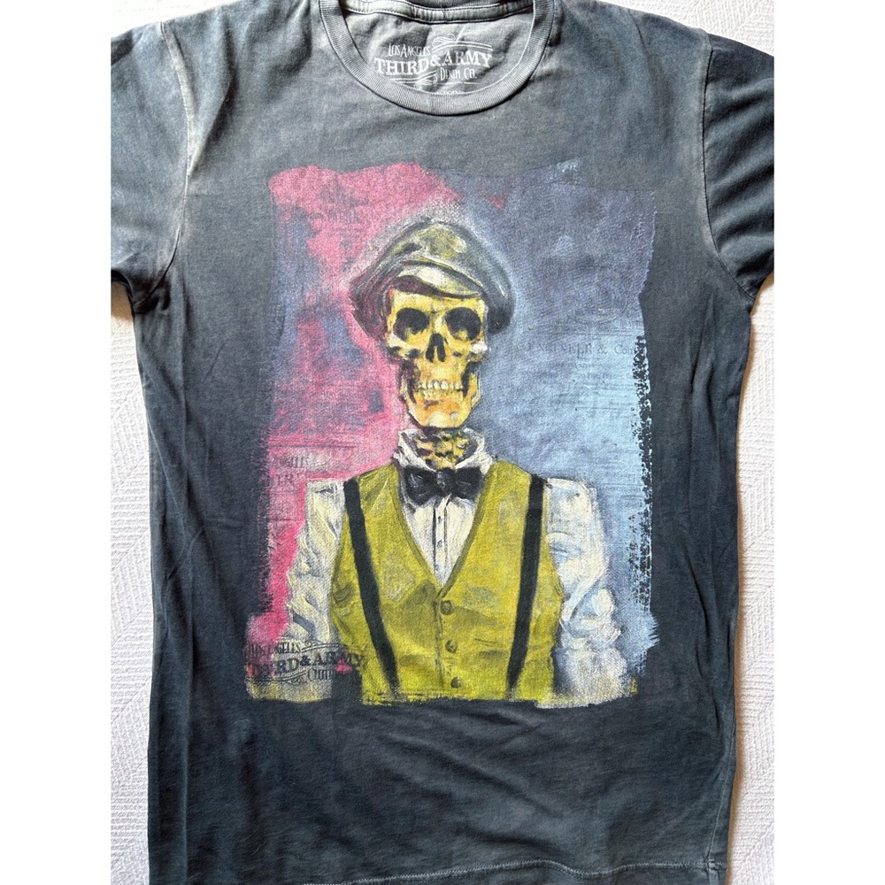 Third & Army Denim Co Skeleton Graphic Tee Mens Small Unisex Los Angeles